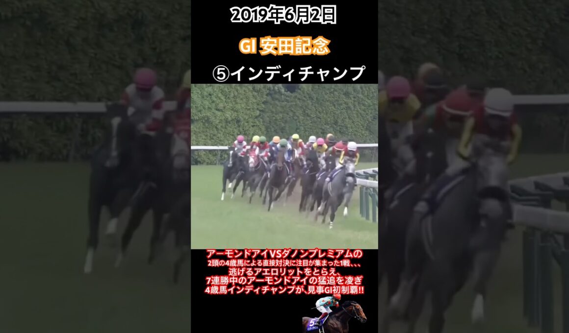 安田記念2019 逃げるアエロリットをとらえアーモンドアイの猛追を凌ぎ、インディチャンプと福永祐一が見事GⅠ初制覇‼︎#競馬#インディチャンプ#福永祐一#安田記念#shorts