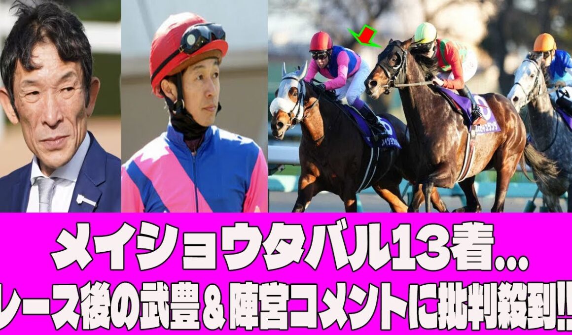 【有馬記念】メイショウタバル13着...、レース後の武豊＆陣営コメントに批判殺到‼️許せない🔥   武豊＆石橋守、まさかの敗因を馬のせいに…？