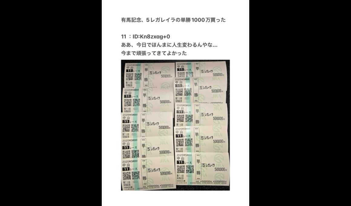 【2ちゃんねる】有馬記念で1000万賭けた→結果...【アフレコ】