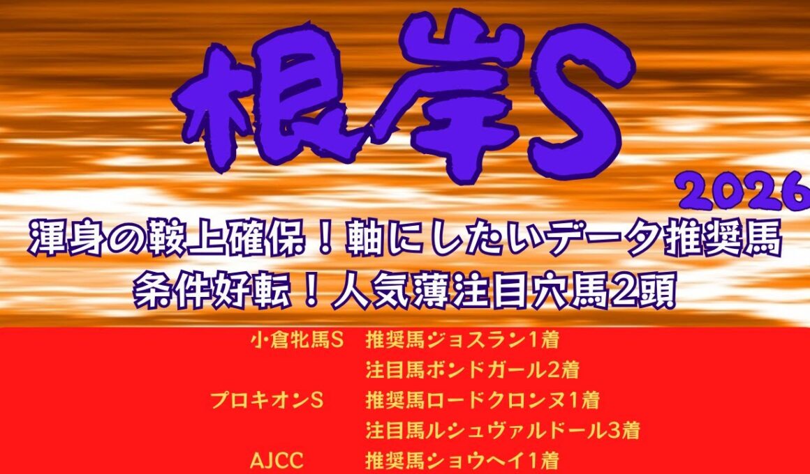 【根岸ステークス2026】データ分析｜フェブラリーS前哨戦！混戦を突き抜ける渾身のデータ推奨馬！条件好転の穴馬2頭も！