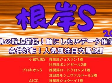 【根岸ステークス2026】データ分析｜フェブラリーS前哨戦！混戦を突き抜ける渾身のデータ推奨馬！条件好転の穴馬2頭も！