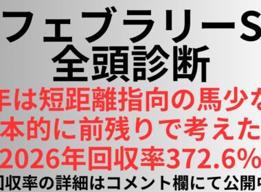 【フェブラリーステークス2026】全頭診断 今年は短距離指向の馬少ない。基本的に前残りで考えたい。2026年回収率372.6%