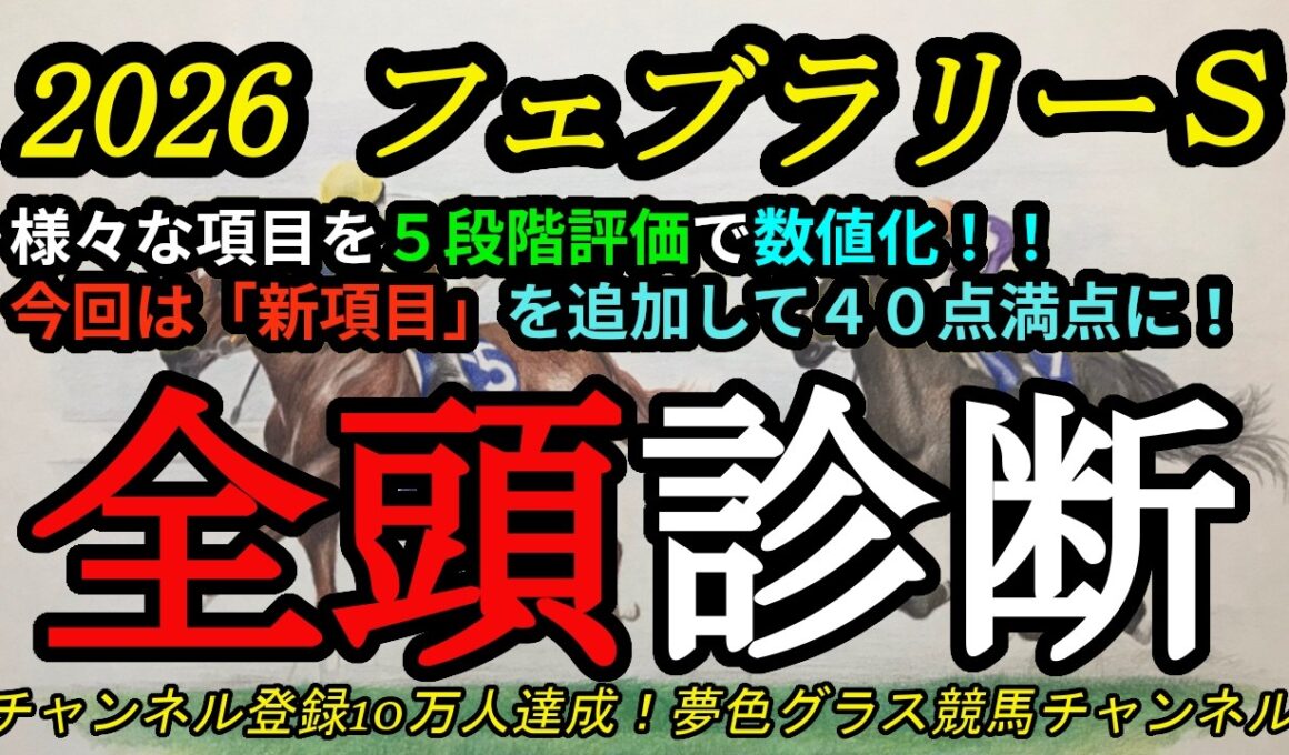 【全頭診断】2026フェブラリーステークス！今回から1項目追加で40点満点！ほぼ満点に近い馬は？