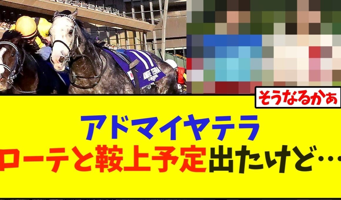 【競馬】アドマイヤテラ、今後のローテと鞍上予定出たけど…