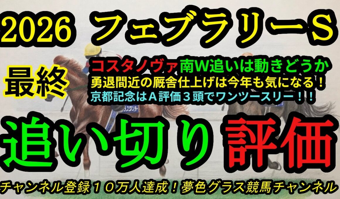 【最終追い切り評価】2026フェブラリーステークス！注目コスタノヴァのウッドコースでの動きは？勇退間近調教師さんの仕上げも気になるところ！