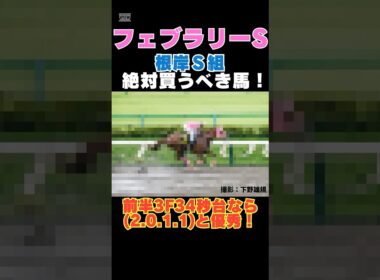 【フェブラリーS2026】根岸Ｓ組から絶対買うべき馬！前半3F34秒台なら(2.0.1.1)と優秀！