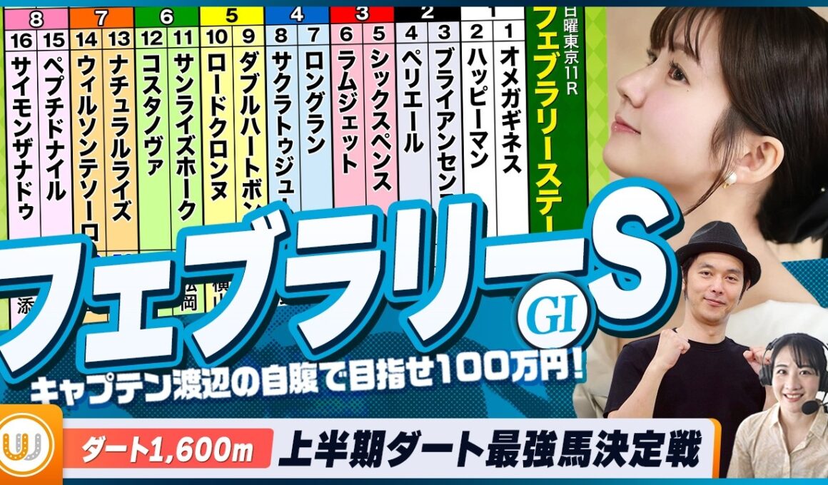 【フェブラリーS】上半期ダート最強馬決定戦をガチ予想『キャプテン渡辺の自腹で目指せ100万円！』立川周＆三嶋まりえ