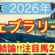 【フェブラリーステークス2026】蓮の競馬予想(最終結論)
