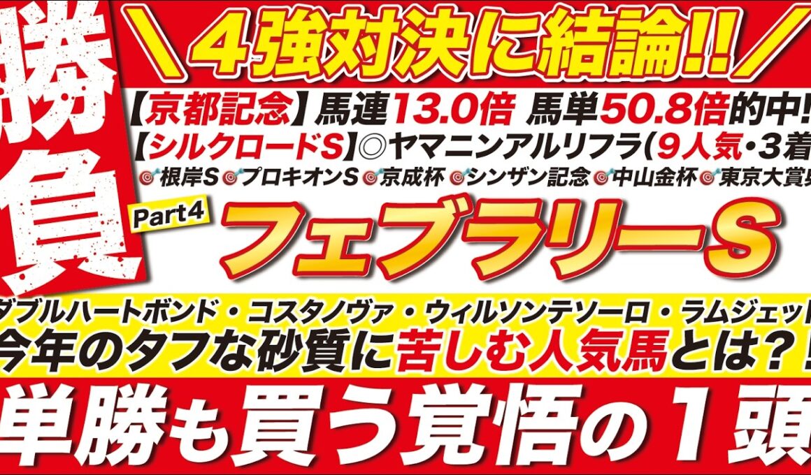 🎯覚悟の結論→【フェブラリーステークス2026予想】ダブルハートボンド VS コスタノヴァ VS ウィルソンテソーロ VS ラムジェットに最終見解！タフな砂質に苦しむ人気馬とは？単勝も買う本命を発表！