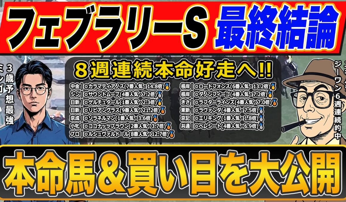 【フェブラリーステークス2026】超大穴◎で勝負！！いざ伝説級の的中へ！！絶好調で話題沸騰のプロ予想家が高配当３連単の買い目まで公開！！