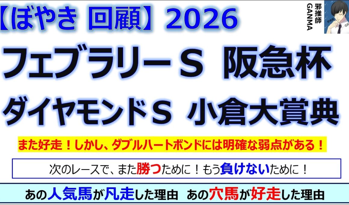 【ぼやき回顧】フェブラリーステークス＆阪急杯＆ダイヤモンドステークス＆小倉大賞典＜2026＞