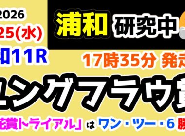 【浦和競馬研究中😏】 桜花賞トライアルは「ワン・ツー・6」勝負🔥 【2026.2.25 浦和11R ユングフラウ賞】