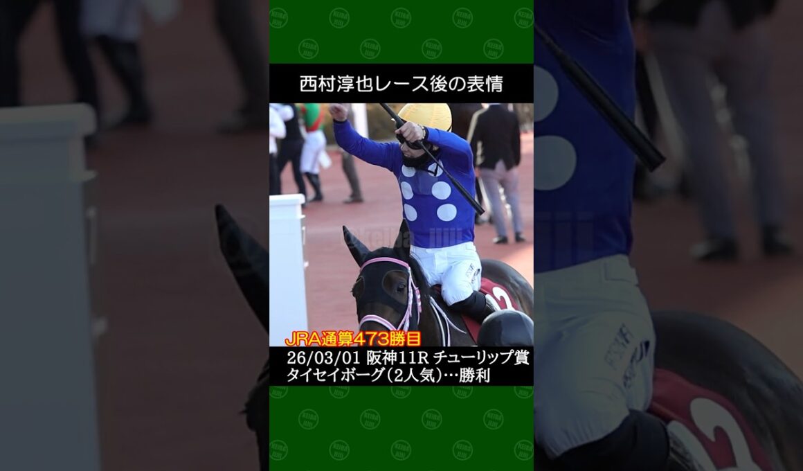 [2026/03/01] 西村淳也騎手のタイセイボーグが桜花賞トライアルを勝利～阪神競馬11Rチューリップ賞 #西村淳也 #競馬 #shorts