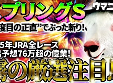【スプリングステークス2026】四度目の正直なるか？！2025年JRA全レース先出予想76万超のプラス収支を達成！プロ予想MAXランキング1位・霧の厳選注目馬＆危険な人気馬を特別公開！