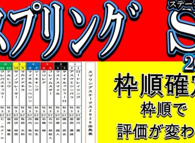 スプリングステークス2026枠順確定｜中山芝1800mの展開と内有利馬場から有利不利を徹底分析した結果この枠で評価急上昇の馬は？【スプリングS2026】