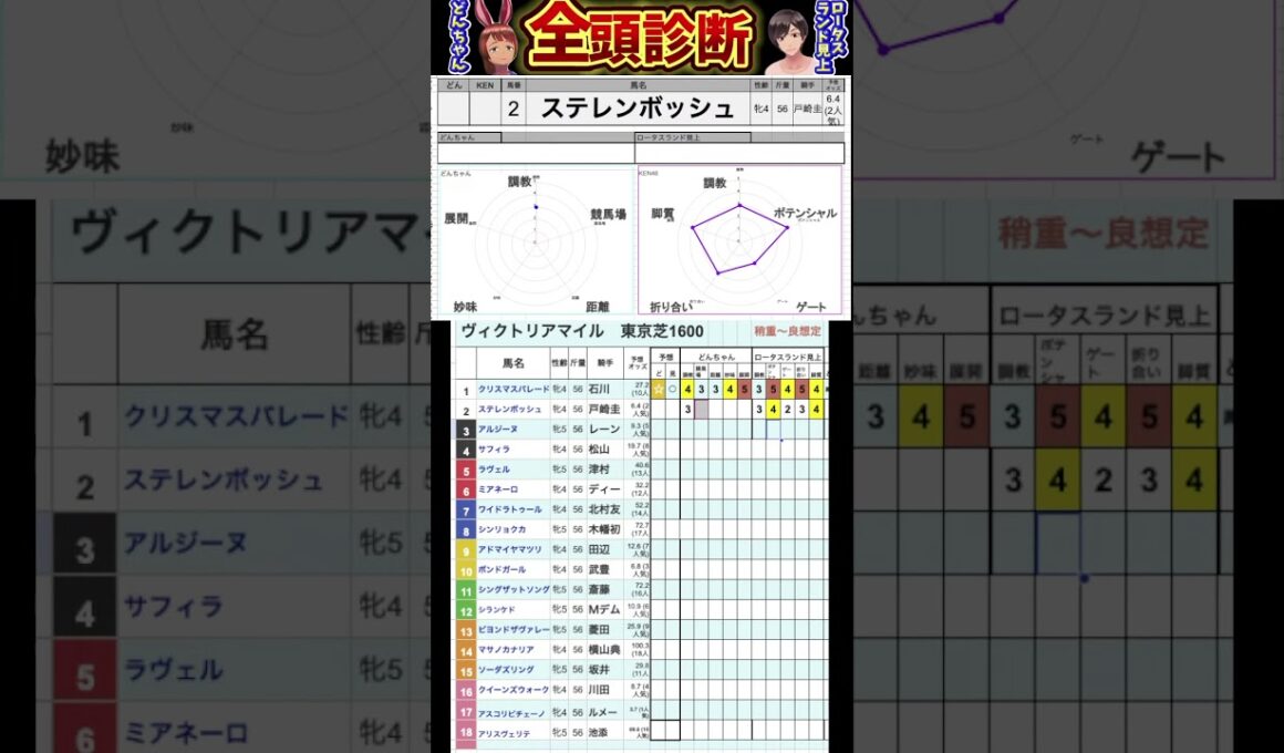 #ステレンボッシュ　#競馬予想ハイライト #全頭診断 #ヴィクトリアマイル2025