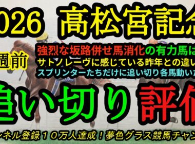 【1週前追い切り評価】2026高松宮記念！サトノレーヴの昨年との違いは！？スプリンターたちの見栄えする追い切り！