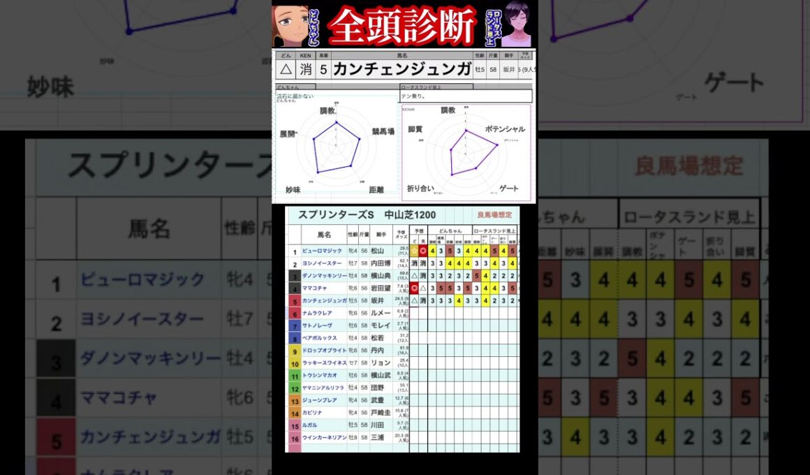 #カンチェンジュンガ　#競馬予想ハイライト #全頭診断 #スプリンターズステークス2025