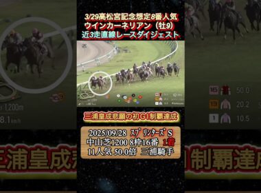 【ウインカーネリアン】 高松宮記念想定8番人気！近3走ダイジェスト　#競馬  #高松宮記念  #ウインカーネリアン  #三浦皇成  #shorts