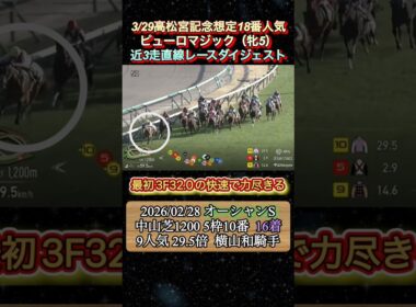 【ピューロマジック】 高松宮記念想定18番人気！近3走ダイジェスト　#競馬  #高松宮記念  #ピューロマジック  #北村友一  #shorts
