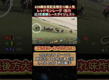【レッドモンレーヴ】 高松宮記念想定13番人気！近3走ダイジェスト　#競馬  #高松宮記念  #レッドモンレーヴ #酒井学  #shorts