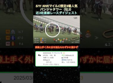 【パンジャタワー】 NHKマイルカップ想定9番人気！近3走ダイジェスト  #競馬  #NHKマイルカップ  #パンジャタワー  #shorts