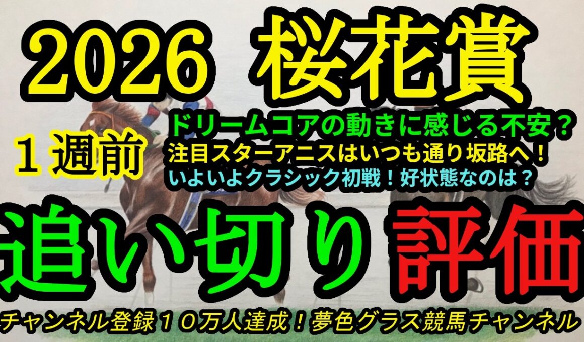 【1週前追い切り評価】2026桜花賞！有力ドリームコアの気になる点は？スターアニスはいつも通り坂路へ！