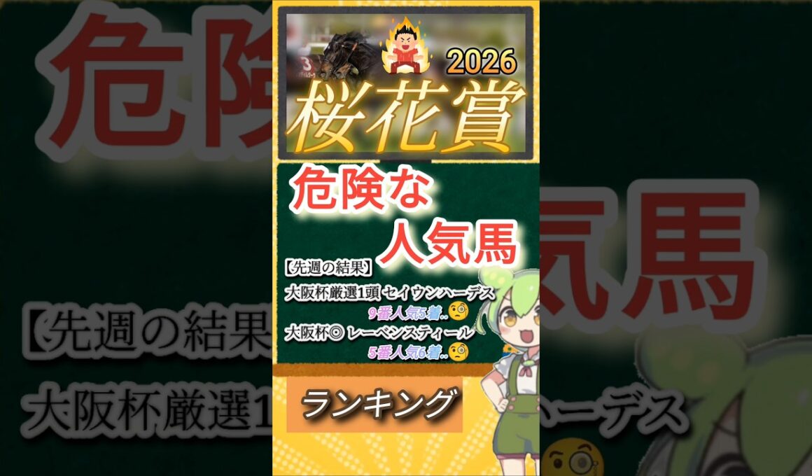 桜花賞2026年 危険な人気馬ランキング