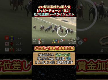 【ジッピーチューン】 桜花賞想定8番人気！近3走ダイジェスト　#競馬  #桜花賞  #ジッピーチューン  #北村友一  #shorts