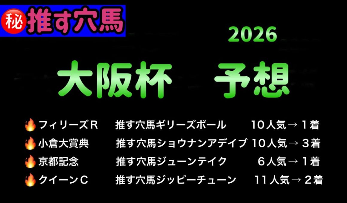 【競馬予想】　大阪杯　予想　2026