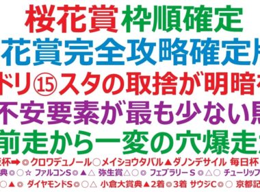 桜花賞2026枠順確定　桜花賞完全攻略確定版！⑭ドリームコア、⑮スターアニス。この2頭の取捨が明暗を分ける？！◎不安要素が最も少ない馬？○前走から一変の穴爆走がある！