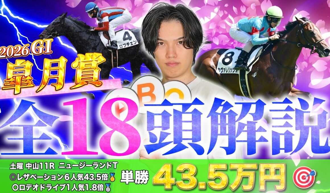 【2026皐月賞】全18頭完全解説！ニュージーランドT◎レザベーション6人気43.5倍🥇で絶好調のkotaが皐月賞データ分析＆全頭解説で徹底攻略！