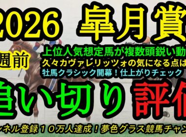 【1週前追い切り評価】2026皐月賞！牡馬クラシック初戦だけに狙ってきている馬が多数！？カヴァレリッツォの気になる点は？