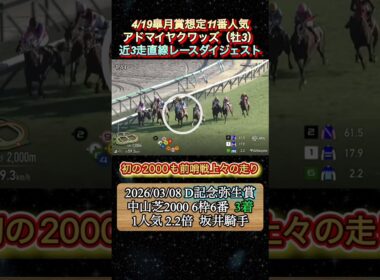 【アドマイヤクワッズ】 皐月賞想定11番人気！近3走ダイジェスト　#競馬  #皐月賞  #アドマイヤクワッズ  #坂井瑠星  #shorts