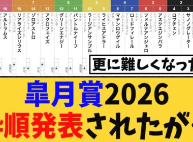 【皐月賞2026】枠順発表されたが…更に難しくなったと話題にw
