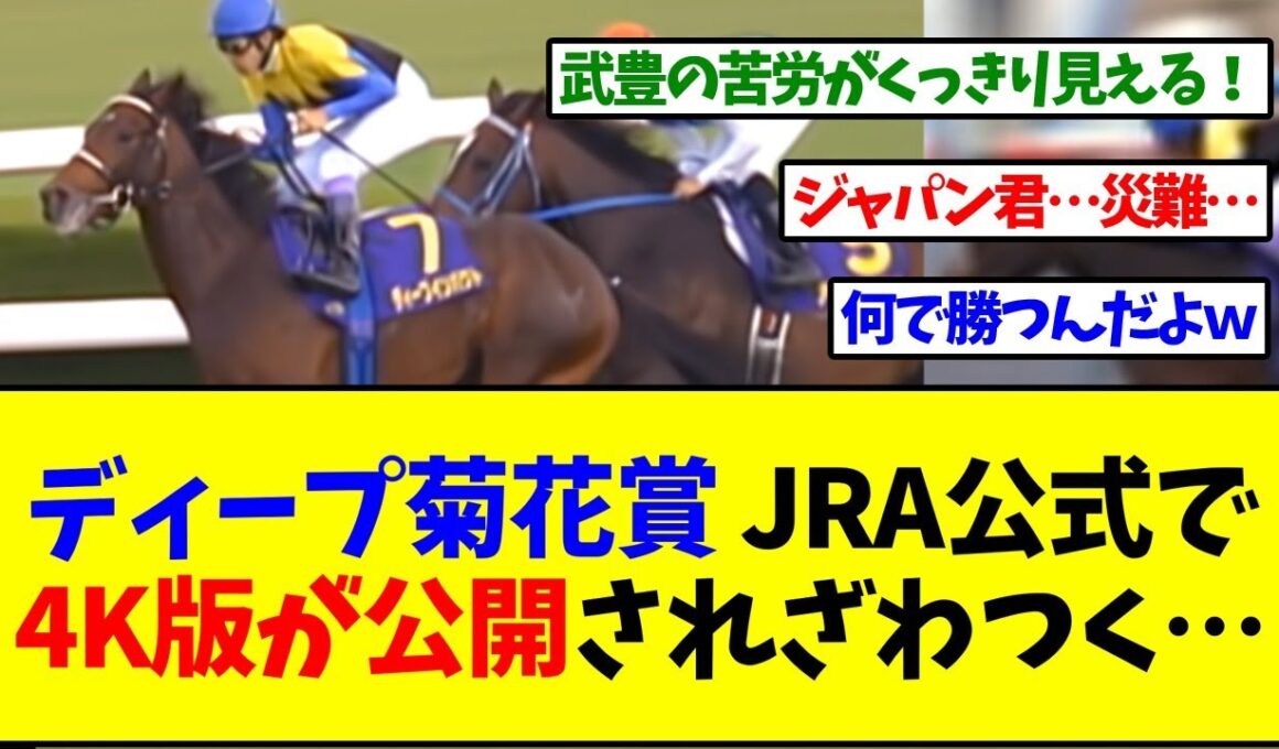 ディープインパクトの菊花賞、JRA公式で4K版が公開され武豊の苦しみがくっきりはっきり見えると話題ｗｗｗ【反応集】