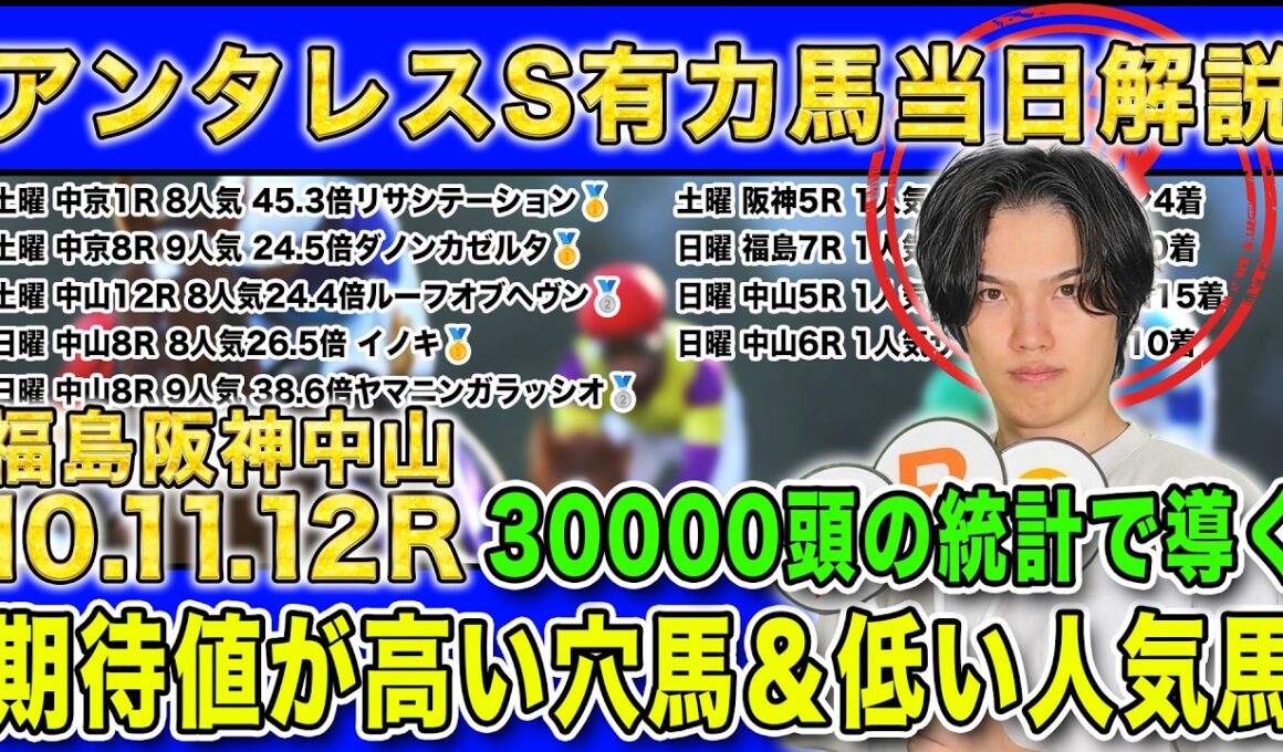 【アンタレスS・当日解説】桜花賞🌸◎スターアニス🥇NZT◎6人気43.5倍🥇で絶好調のkotaが土曜日・全36レースを30000頭の統計で導く期待値が高い穴馬＆期待値が低い人気馬を徹底的に解説します。
