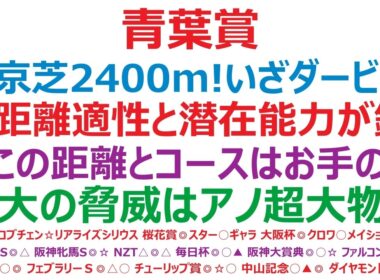 青葉賞2026予想　東京芝2400m！いざダービーへ！中距離適性と潜在能力が鍵に！◎この距離とコースはお手の物。最大の脅威はアノ超大物？！ロブチェンが待ってるぞ！