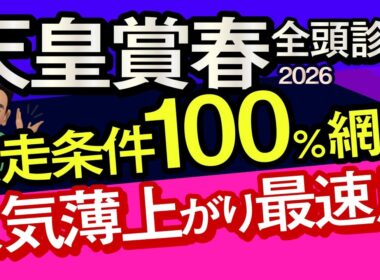 【天皇賞春2026予想大会・全頭診断】激走条件100％網羅人気薄上がり最速馬！データ分析からレースシュミレーション！クロワデュノール、アドマイヤテラ、ヘデントール、武豊、ルメール、レーンなど出走予定。