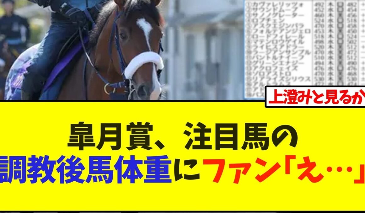 皐月賞、注目馬の調教後の馬体重にファン｢え…｣【競馬】