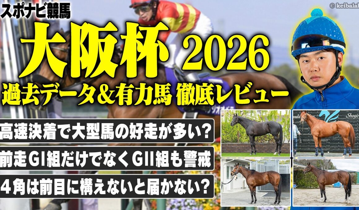 【大阪杯2026】阪神芝2000mコースは内外の有利不利は少なめ？馬体では大型で高速レース向きの馬に注目！ダノンデサイル クロワデュノール メイショウタバル ショウヘイなど【レース展望／スポナビ競馬】