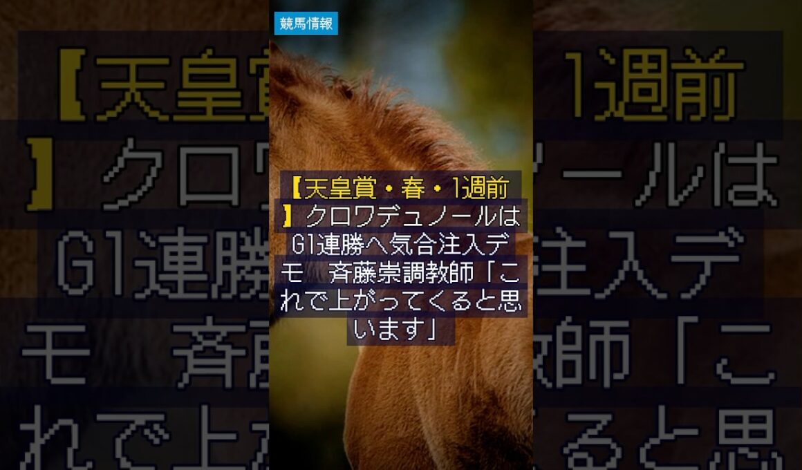 【競馬速報】2026/4/22 【天皇賞・春・1週前】クロワデュノールはG1連勝へ気合注入デモ　斉藤崇調教師「これで上がってくると思います」 #Shorts