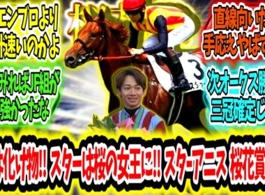『これは化け物誕生か‼ 2歳女王は桜の女王に‼ スターアニス 桜花賞制覇ァ‼』に対するみんなの反応【競馬の反応集】