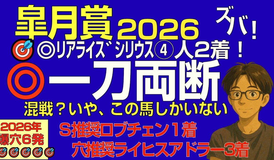 【1・2・3着馬を推奨🎯】皐月賞2026混戦を断つ！伝家の宝刀で一刀両断にする唯１頭リアライズシリウスを本命！