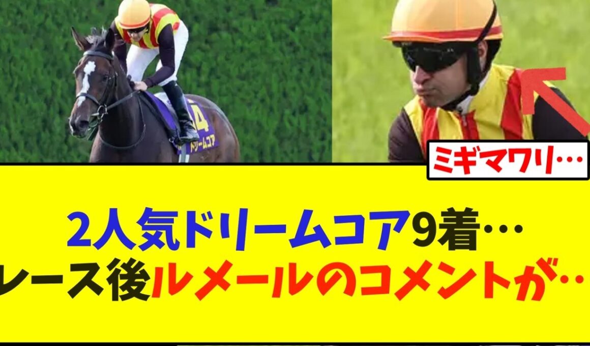 【桜花賞】2人気ドリームコア9着…レース後ルメールのコメントが…【競馬】