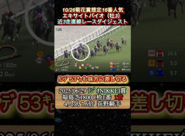 【エキサイトバイオ】 菊花賞想定16番人気！近3走ダイジェスト　#競馬  #菊花賞  #エキサイトバイオ  #shorts