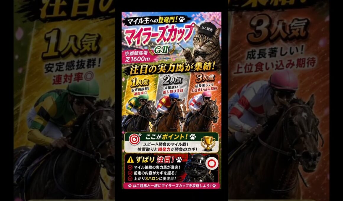 【人気馬解説】マイラーズカップ 2026　京都11R　枠順、追い切りからわかる人気馬解説　#競馬 #予想 #マイラーズカップ #安田記念 #中央競馬 #東京 #中山 #京都 #g1 #g2 #ねこ競馬