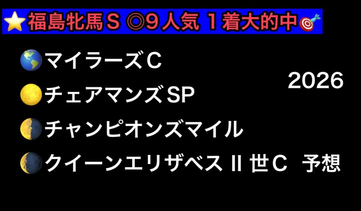 【競馬予想】　マイラーズカップ　チェアマンズスプリントプライズ　チャンピオンズマイル　クイーンエリザベスⅡ世カップ　予想　2026