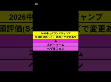 【2026】中山グランドジャンプ【全頭評価】