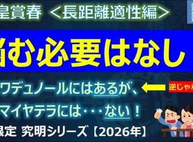 【天皇賞春2026＜長距離適性編＞】2強対決も悩む必要はなし！～クロワデュノールにはあって、アドマイヤテラにないもの！～
